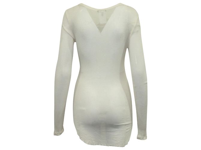 Top de punto transparente de manga larga con estampado de salpicaduras en rayón rojo y blanco de Ann Demeulemeester - vista 3