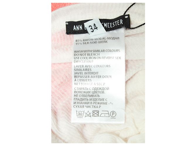 Top de punto transparente de manga larga con estampado de salpicaduras en rayón rojo y blanco de Ann Demeulemeester - vista 4