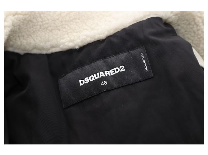 Dsquared2 Jaqueta cropped com mangas contrastantes em poliéster bege - vista 2