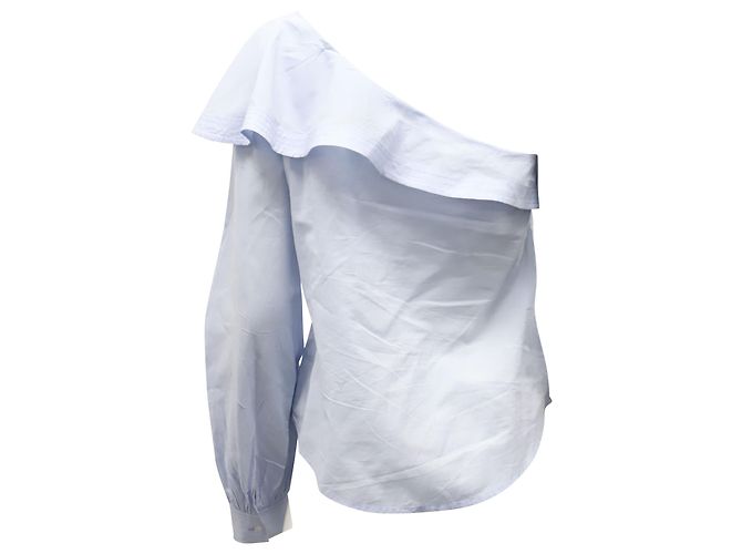 A.L.C BEIM.l.C. Brielle One-Shoulder-Top mit Rüschen aus hellblauer Baumwolle - Ansicht 2