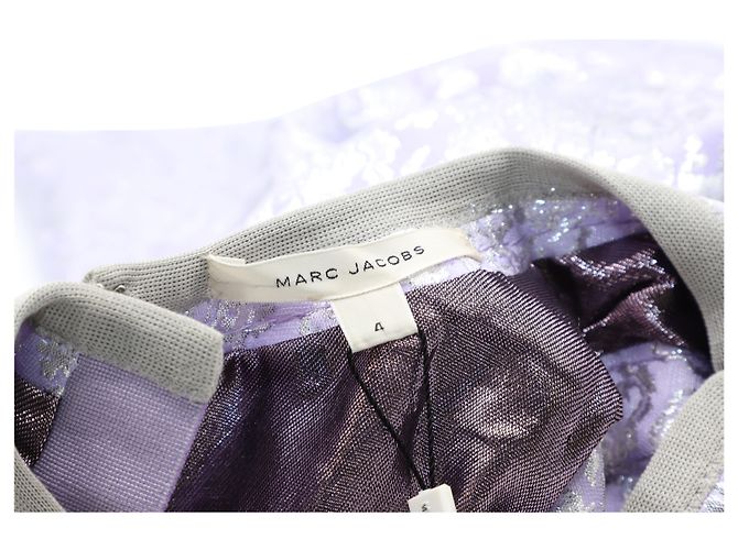 Marc Jacobs Jacquard-Etuikleid mit Metallic-Blumenmuster aus violettem Polyester Lila - Ansicht 2