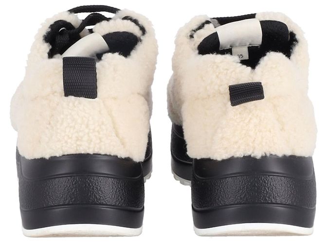 Céline Sneakers Celine Delivery in Shearling Platform in Lana Panna Bianco Crudo - vista 4