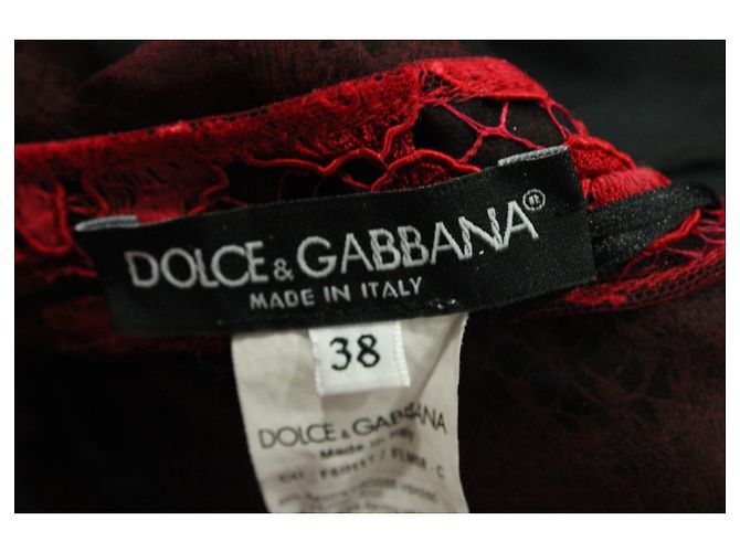 Dolce & Gabbana Dolce and Gabbana Spitzen-Midikleid aus rotem Viskose - Ansicht 4