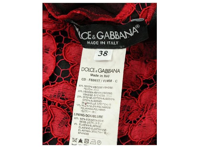 Dolce & Gabbana Dolce and Gabbana Spitzen-Midikleid aus rotem Viskose - Ansicht 5