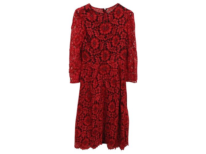 Dolce & Gabbana Dolce and Gabbana Spitzen-Midikleid aus rotem Viskose - Ansicht 6