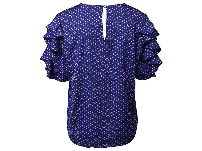 Kate Spade Puffärmel Geo Dot Top aus mehrfarbiger Seide - Ansicht 3