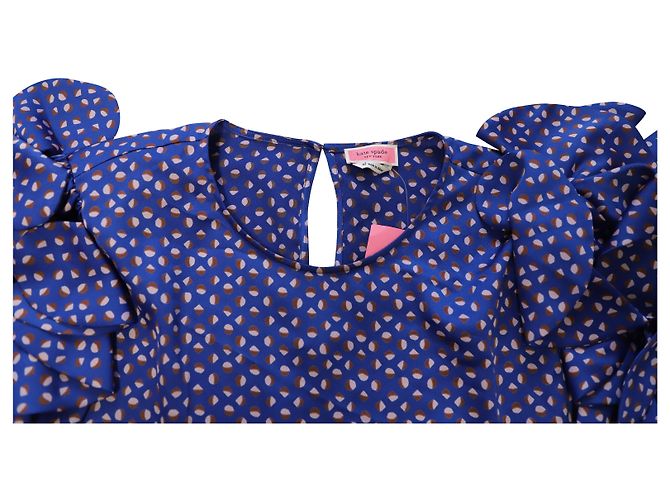 Kate Spade Puffärmel Geo Dot Top aus mehrfarbiger Seide - Ansicht 6