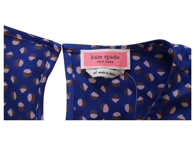 Kate Spade Puffärmel Geo Dot Top aus mehrfarbiger Seide - Ansicht 7