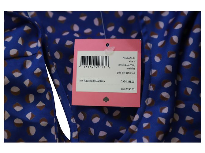 Kate Spade Puffärmel Geo Dot Top aus mehrfarbiger Seide - Ansicht 8