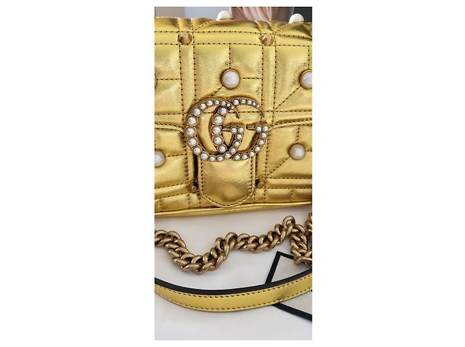 Gucci Marmont perla metallizzata D'oro - vista 12