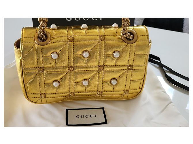 Gucci Marmont perla metallizzata D'oro - vista 2