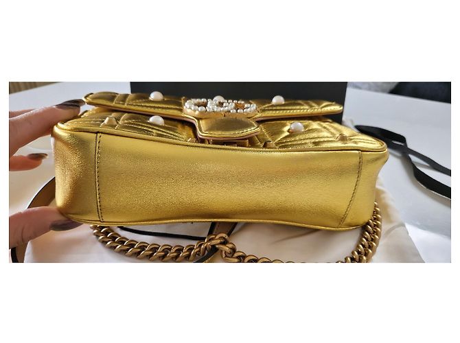 Gucci Marmont perla metallizzata D'oro - vista 9