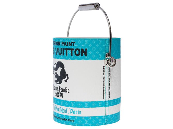 Louis Vuitton Sublime e rara borsa LV Paint Can blu turchese e bianca Bianco - vista 2
