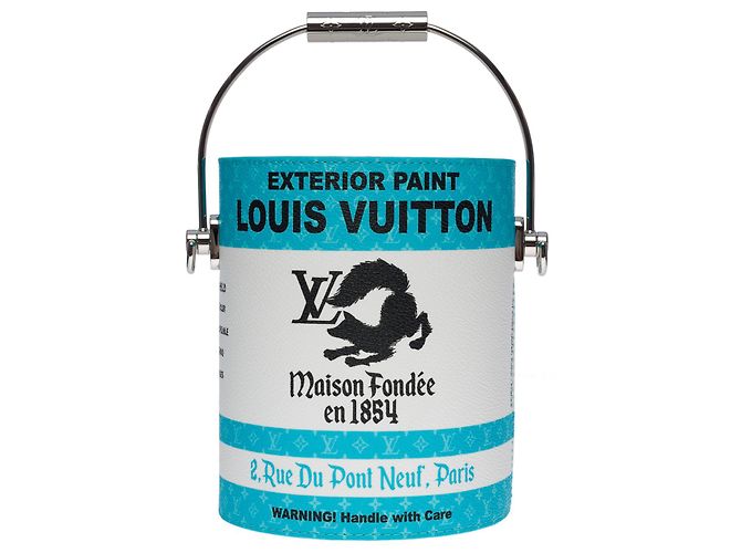 Louis Vuitton Sublime e rara borsa LV Paint Can blu turchese e bianca Bianco - vista 3