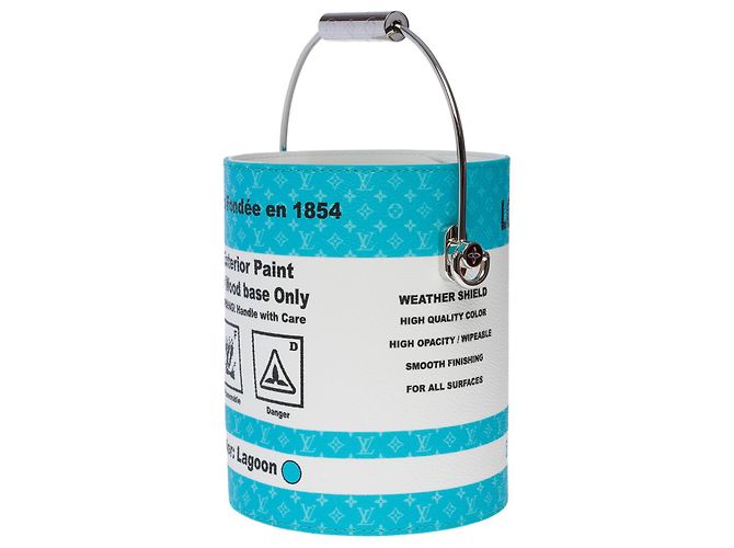 Louis Vuitton Sublime e rara borsa LV Paint Can blu turchese e bianca Bianco - vista 5