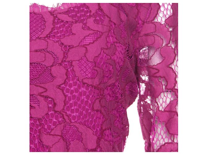 Diane Von Furstenberg DvF Zarita Spitzenkleid mit U-Ausschnitt in Fuchsia - Ansicht 6