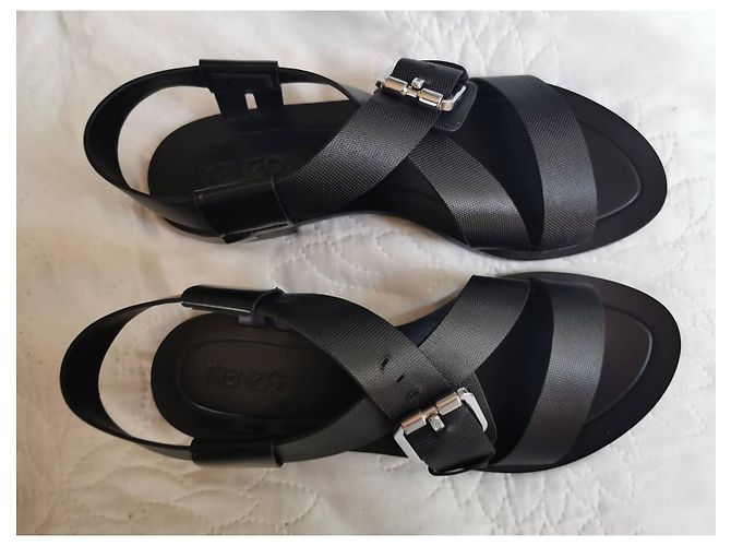 Sandali Kenzo in pelle nera con cinturino grosso Nero - vista 9