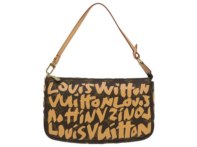 LOUIS VUITTON Monogram graffiti Pochette Accessori Pouch Orange LV Auth yk4130 Arancione - vista 13