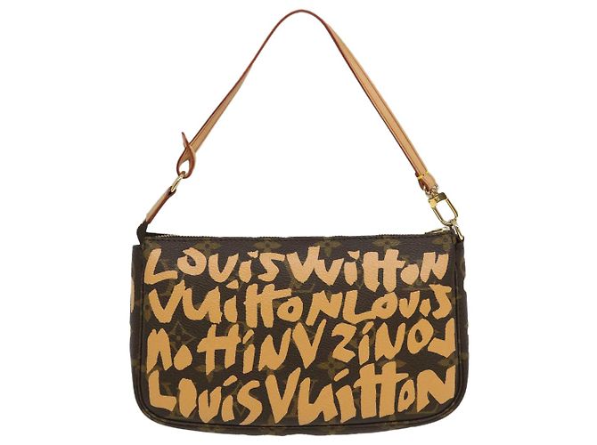 LOUIS VUITTON Monogram graffiti Pochette Accessori Pouch Orange LV Auth yk4130 Arancione - vista 2