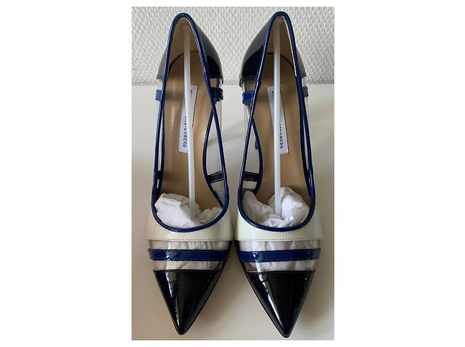 Décolleté Diane Von Furstenberg in vernice nera blu e bianca Nero Bianco - vista 12