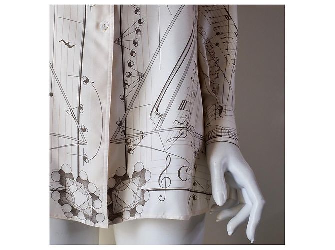Camicia in seta Hermès beige The Music of Sphere - vista 10