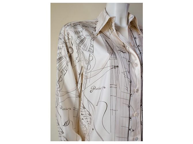 Camicia in seta Hermès beige The Music of Sphere - vista 11