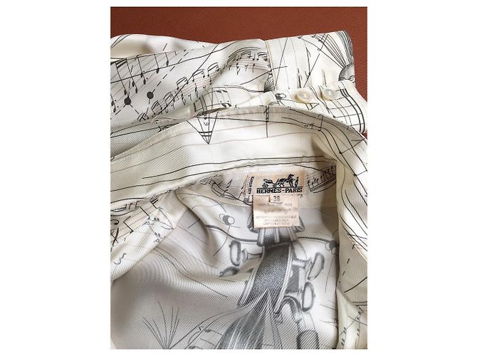 Camicia in seta Hermès beige The Music of Sphere - vista 12