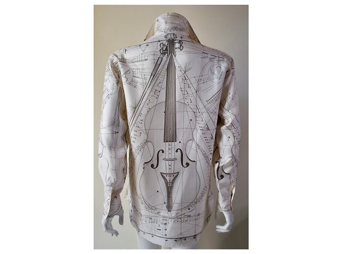 Camicia in seta Hermès beige The Music of Sphere - vista 2