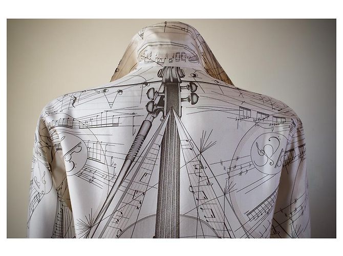 Camicia in seta Hermès beige The Music of Sphere - vista 4
