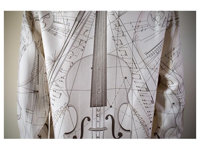 Camicia in seta Hermès beige The Music of Sphere - vista 5