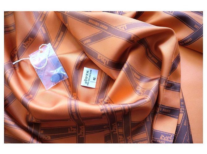 Camisa de seda Hermès Bolduc naranja - vista 10