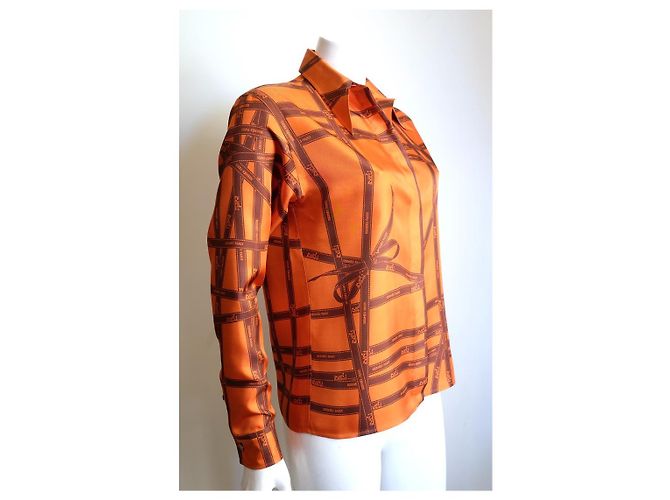 Camisa de seda Hermès Bolduc naranja - vista 3
