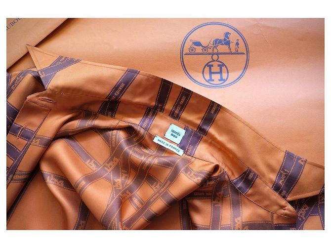 Camisa de seda Hermès Bolduc naranja - vista 9
