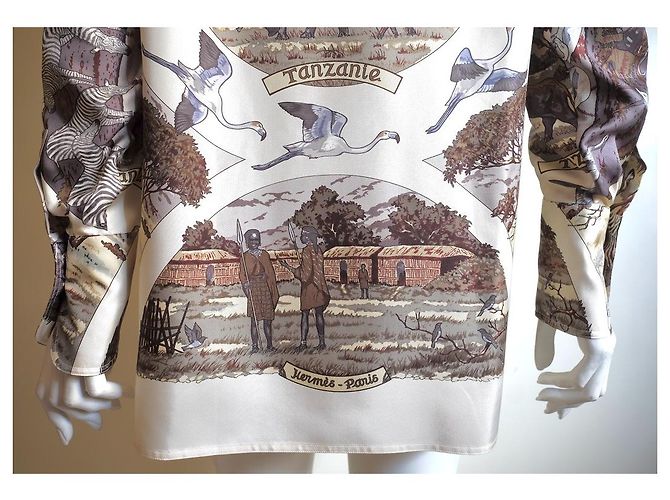 Camisa de seda Hermès Carrè Tanzanie de Robert Dallet Multicolor - vista 8