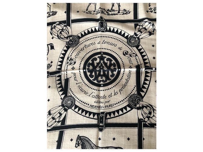 Hermès scialle 140 cms 70% cachemire 30% soie Crudo - vista 5