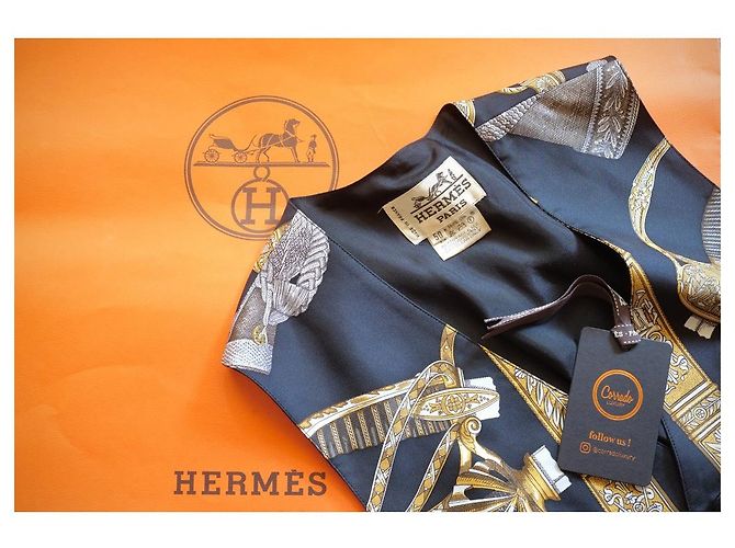 Seidenweste für Herren von Hermès Schwarz - Ansicht 9