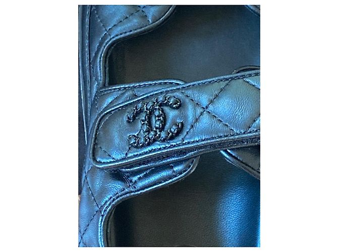 Sandali Chanel in pelle d'agnello neri Nero - vista 5