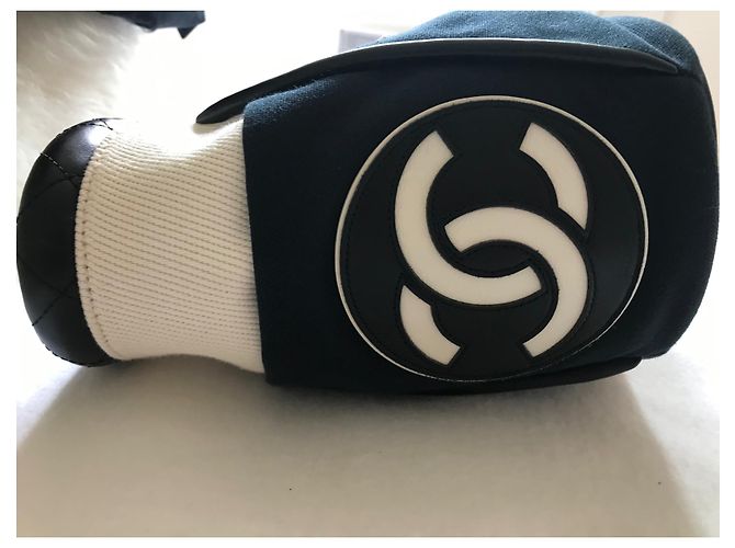 Borsa Chanel N in tela 5 Nero Bianco sporco - vista 13