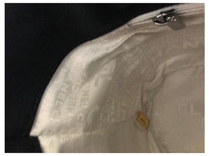 Borsa Chanel N in tela 5 Nero Bianco sporco - vista 5