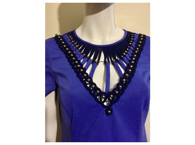 Alice by Temperley Vestido com recorte em gaiola e enfeites de pérolas Azul - vista 4