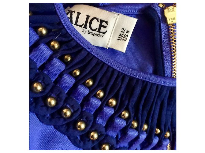 Alice by Temperley Vestido com recorte em gaiola e enfeites de pérolas Azul - vista 5