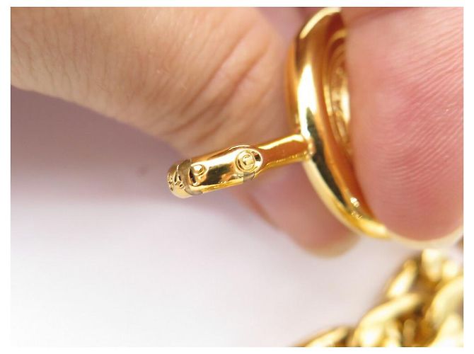 NEUER VINTAGE CHANEL KETTENGÜRTEL 3 ROWS MEDAILLON LOGO CC T 65 75 Gürtel Golden - Ansicht 7