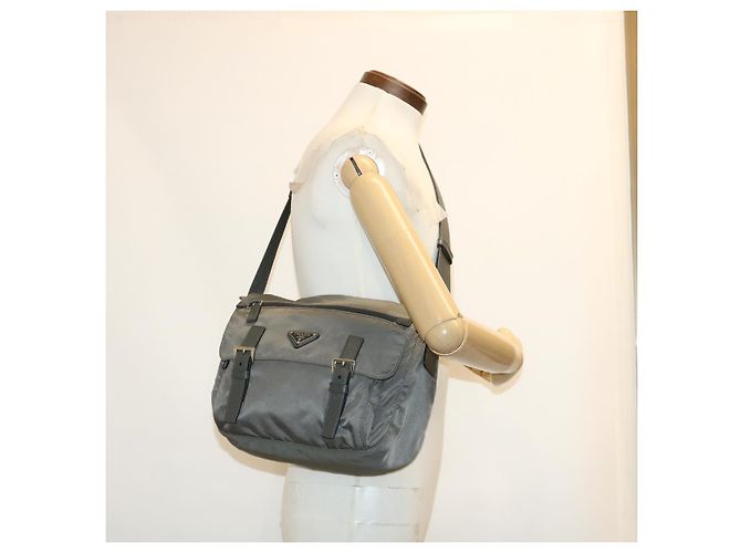 PRADA Borsa A Tracolla Nylon Grigio Auth ar6903 - vista 27