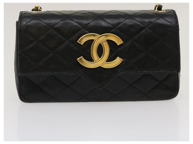 CHANEL Matelasse Borsa a spalla Pelle di agnello Nero Oro CC Auth jk1831 D'oro - vista 13