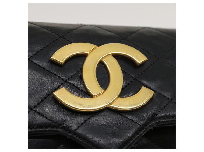 CHANEL Matelasse Borsa a spalla Pelle di agnello Nero Oro CC Auth jk1831 D'oro - vista 17