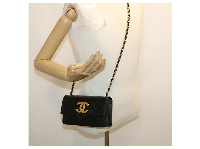 CHANEL Matelasse Borsa a spalla Pelle di agnello Nero Oro CC Auth jk1831 D'oro - vista 23
