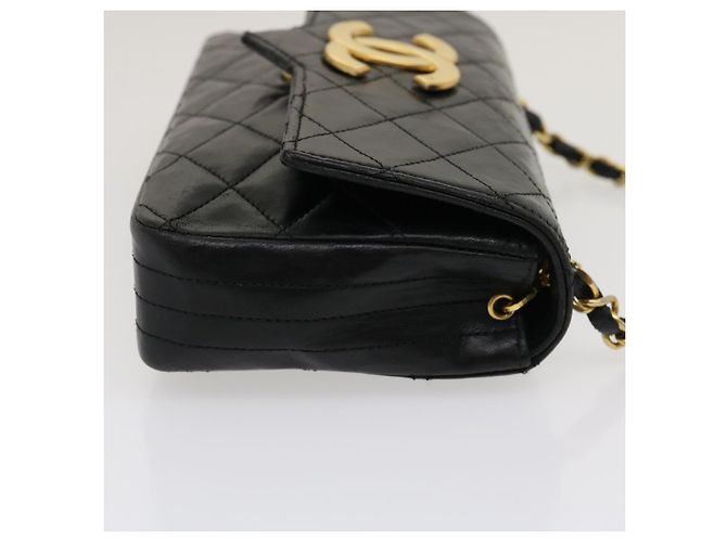 CHANEL Matelasse Borsa a spalla Pelle di agnello Nero Oro CC Auth jk1831 D'oro - vista 4
