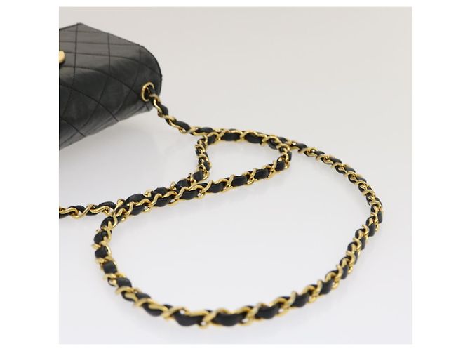 CHANEL Matelasse Borsa a spalla Pelle di agnello Nero Oro CC Auth jk1831 D'oro - vista 7