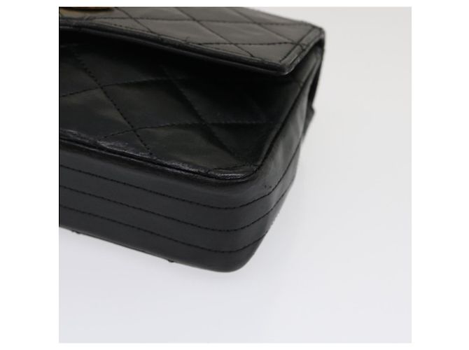 CHANEL Matelasse Borsa a spalla Pelle di agnello Nero Oro CC Auth jk1831 D'oro - vista 8