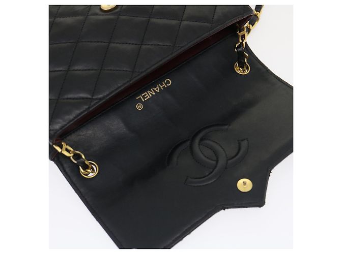 CHANEL Matelasse Borsa a spalla Pelle di agnello Nero Oro CC Auth jk1831 D'oro - vista 9